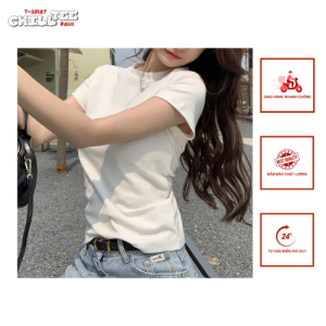 Áo Baby Tee Nữ Màu Trắng Form Fit Co Giãn Dễ Thương Mặc Đi Chơi, Đi Học